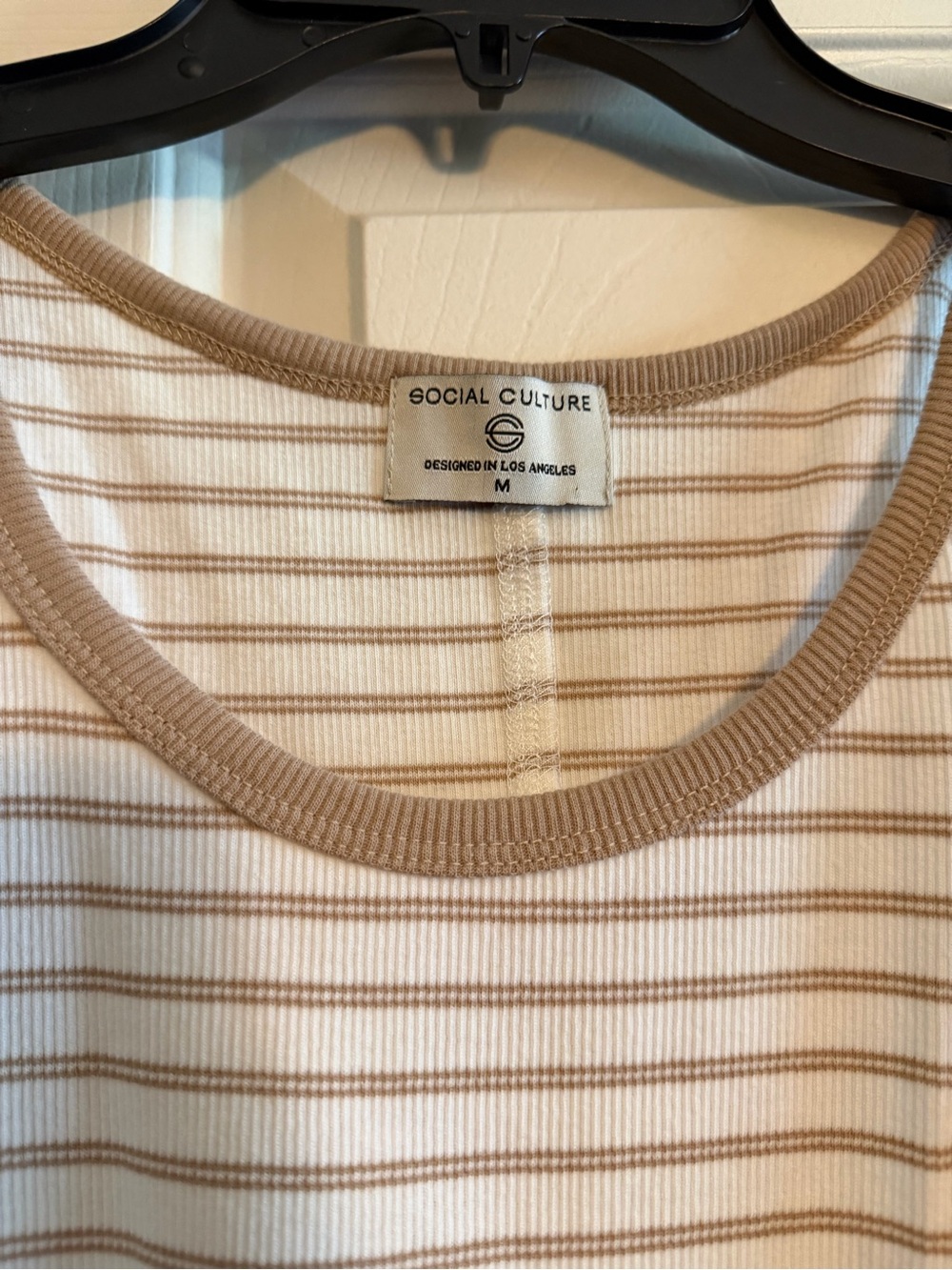 Striped Ribbed Tank Tops Set - Navy & Tan - Picture 2 of 4